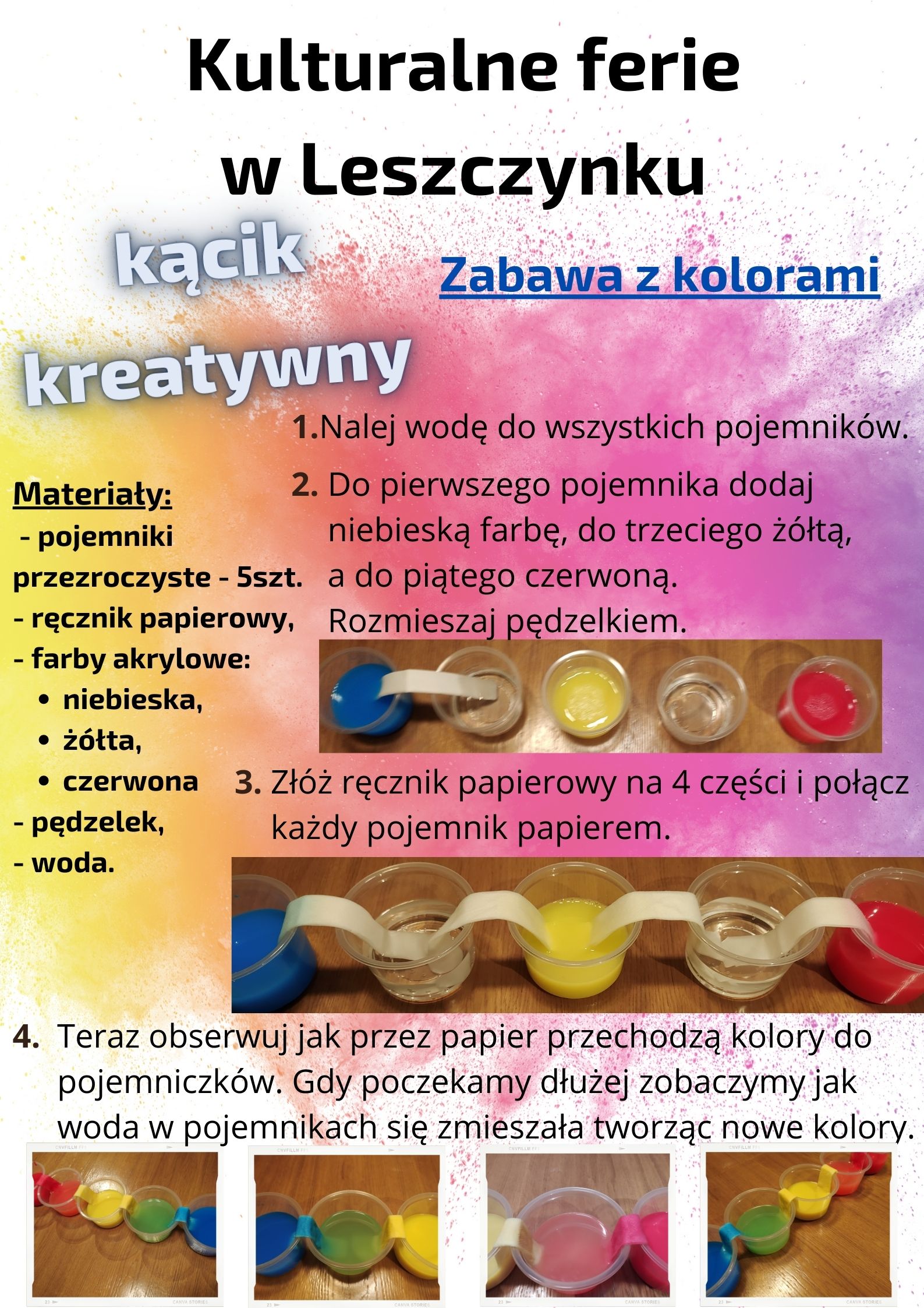 kącik kreatywny zabawa z kolorami